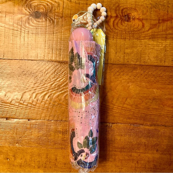 NEW FARM Rio Colorful Bird Umbrella Tropical Bird Wood Beads Pink Diameter 37.4" - Picture 5 of 7